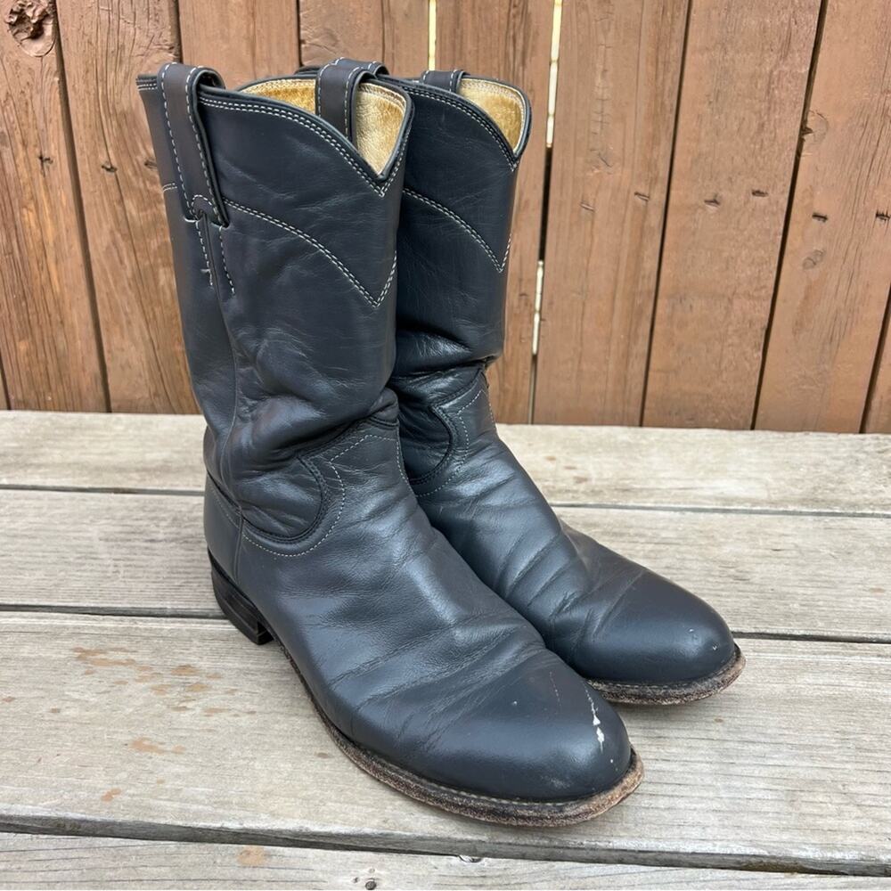 Vintage 80s 90s Justin Roper Boots gray cowgirl western 7 1/2 A Womens Narrow